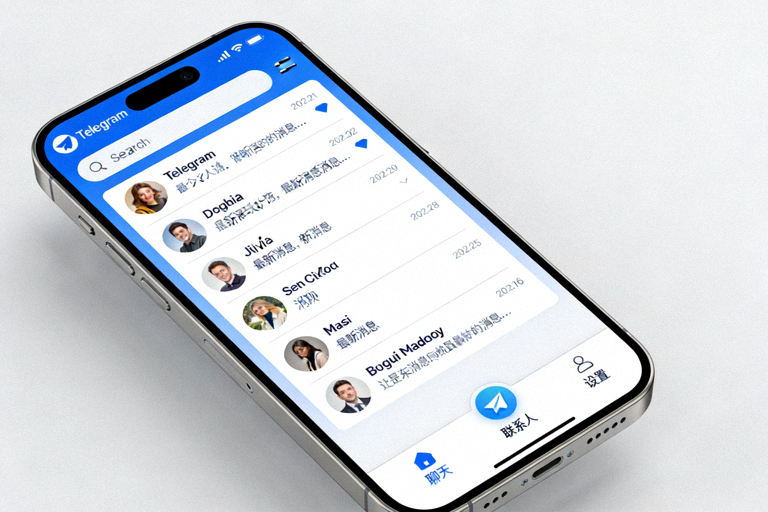 Telegram安卓版在智能手机上运行的界面截图，展示移动端的聊天界面和导航
