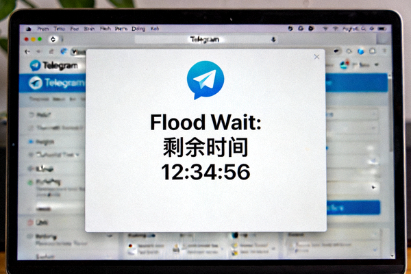 Telegram电脑版显示Flood Wait账号限制错误的提示截图，包含需要等待的剩余时间