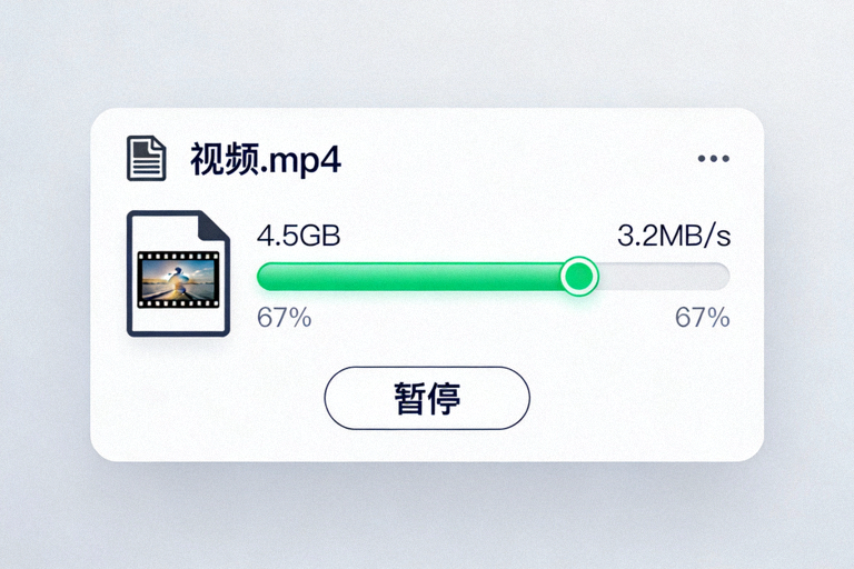 Telegram电脑版大文件传输界面截图，展示一个4.5GB视频文件的发送进度，包含实时速度、进度条和暂停按钮