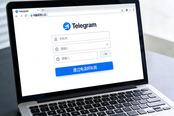 Telegram电脑版验证码输入界面截图，展示了手机号输入框和‘通过电话呼叫我’的选项