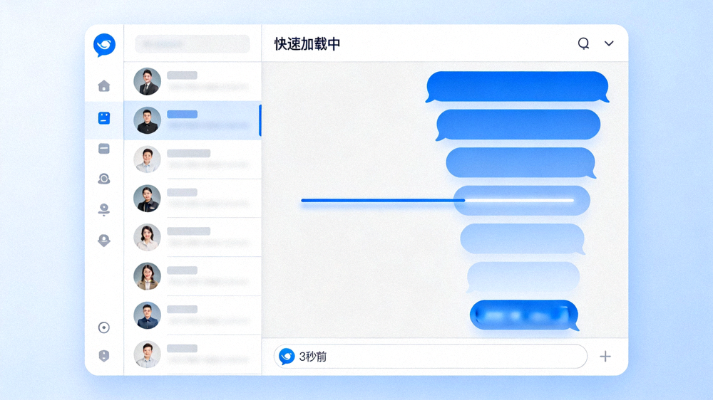 演示Telegram桌面版快速加载消息历史的动画示意图