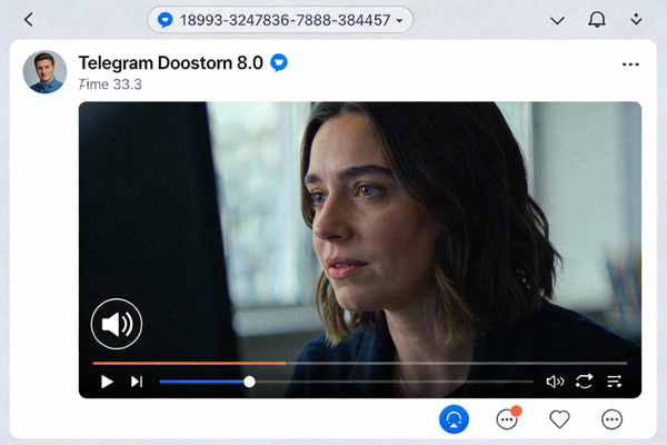 Telegram Desktop 8.0 中播放接收到的视频消息的界面截图，显示静音播放图标