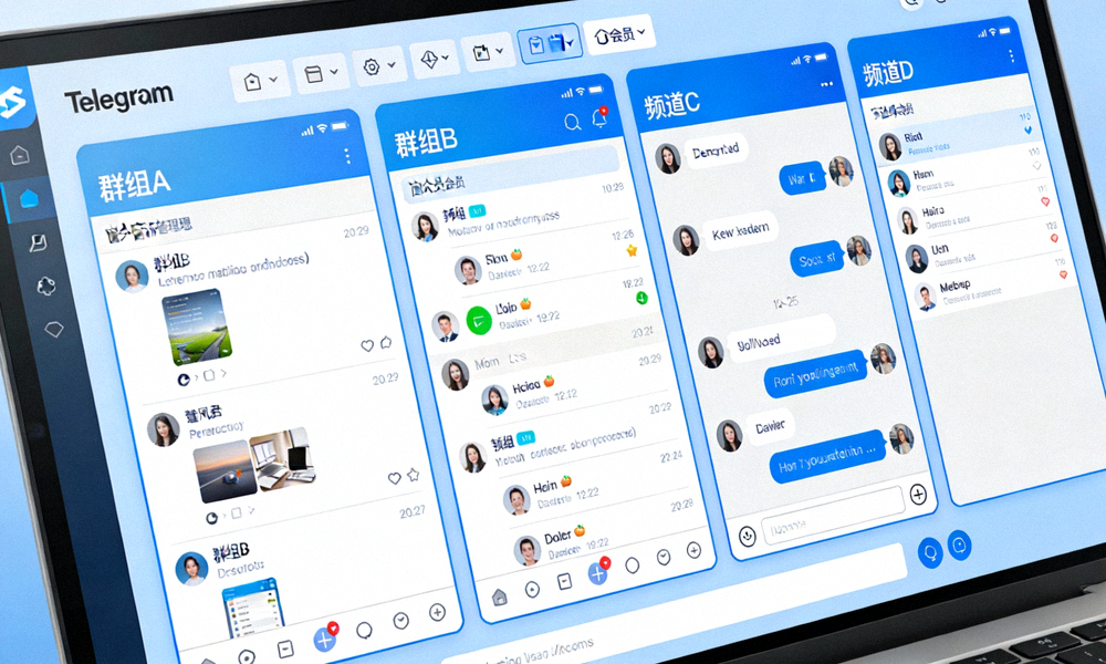 电脑版Telegram多窗口管理界面展示 - 同时查看多个群组和频道