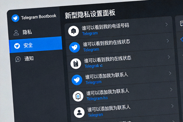 Telegram Desktop 深色主题下的新隐私设置面板，布局清晰直观