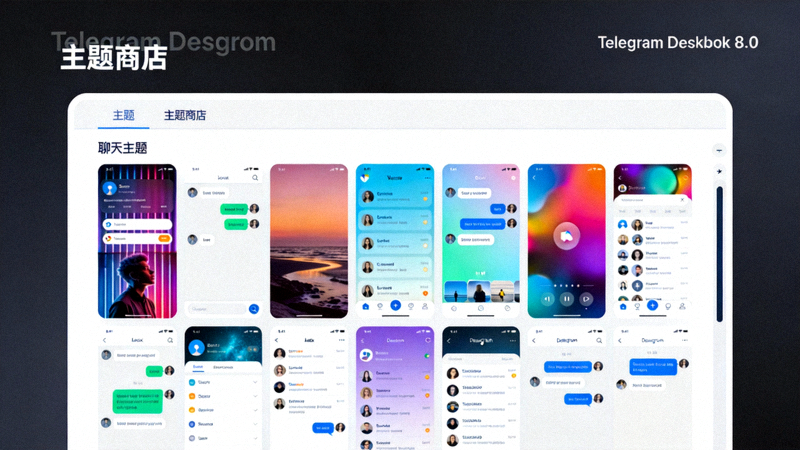 Telegram Desktop 8.0 主题商店界面浏览各类聊天主题的截图
