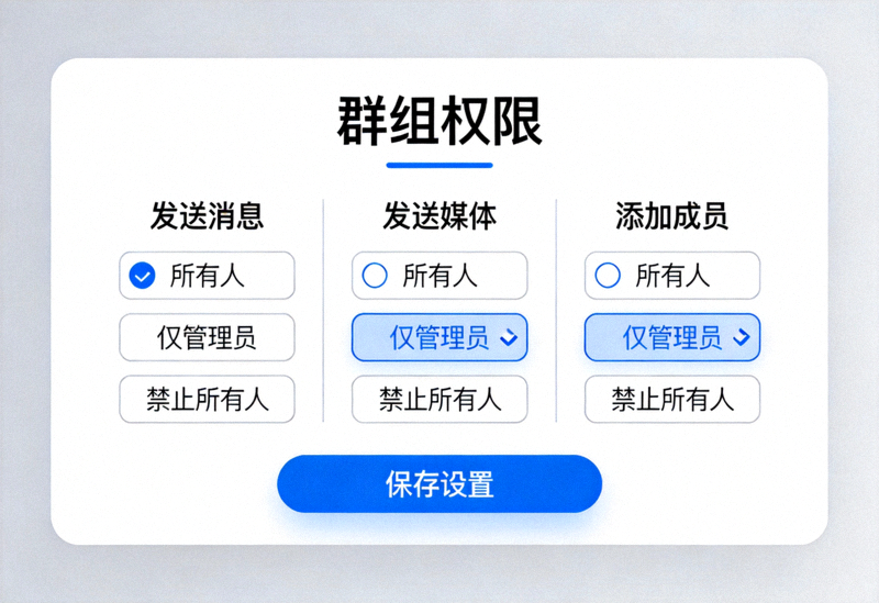 Telegram群组权限设置页面详细截图